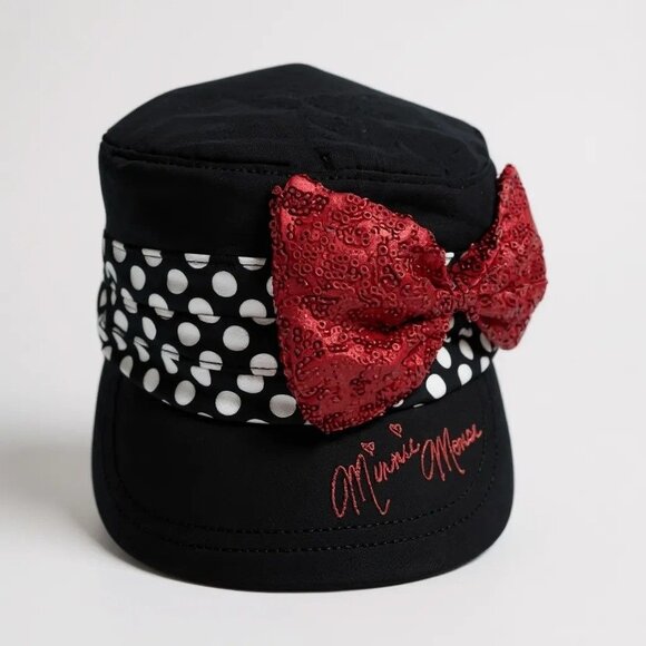 Cute Red Sequin Bow Minnie Mouse Baseball Cap, Hat By Disney Parks - Picture 1 of 8
